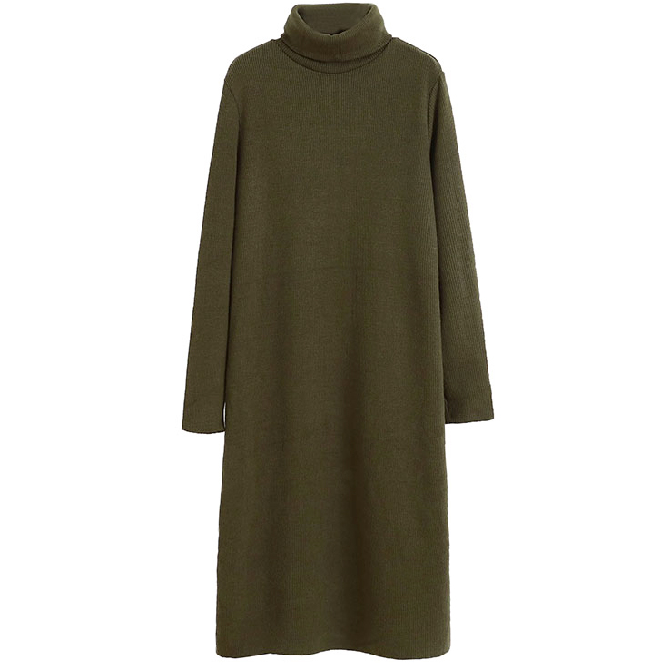 Картинка Платье водолазка макси трикотаж высокий ворот (хаки) от магазина LonnaMag