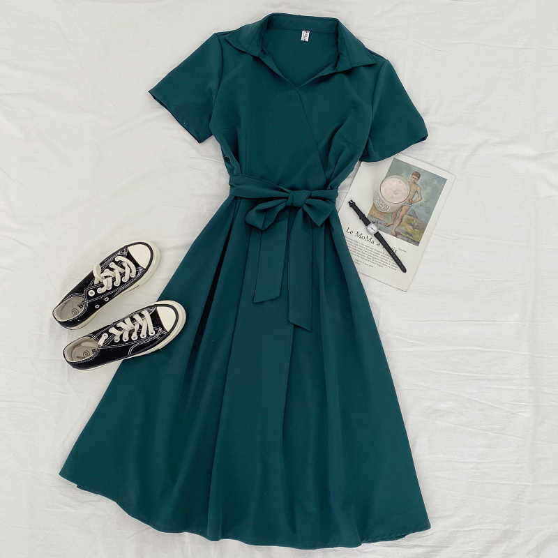 Картинка Платье летнее миди на запах короткий рукав + пояс от магазина LonnaMag