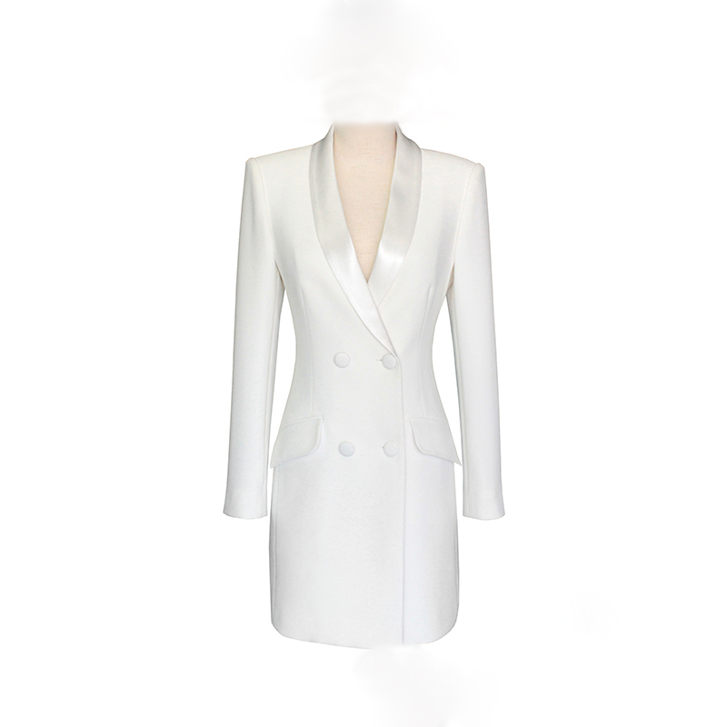 Картинка Пиджак длинный двубортный (платье) шелковые отвороты фрак от магазина LonnaMag