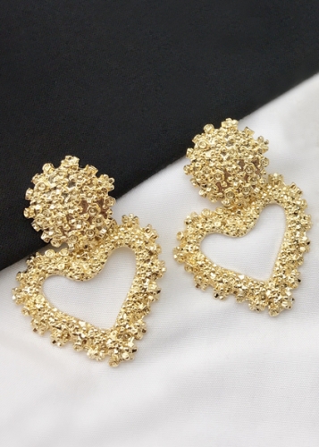 картинка Серьги торжественные рельефные круг и сердца от магазина LonnaMag