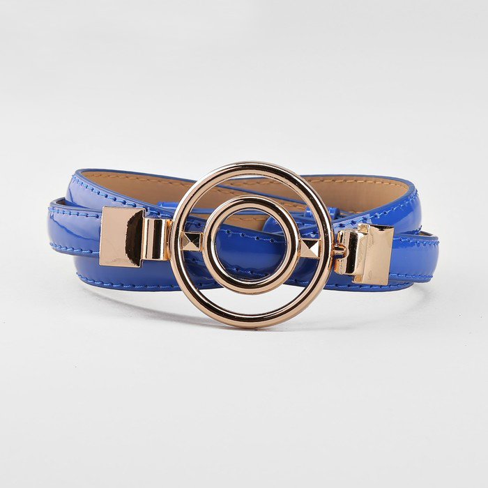 картинка Ремень выпуклый глянцевый пряжка двойной круг ширина - 1,4 см от магазина LonnaMag