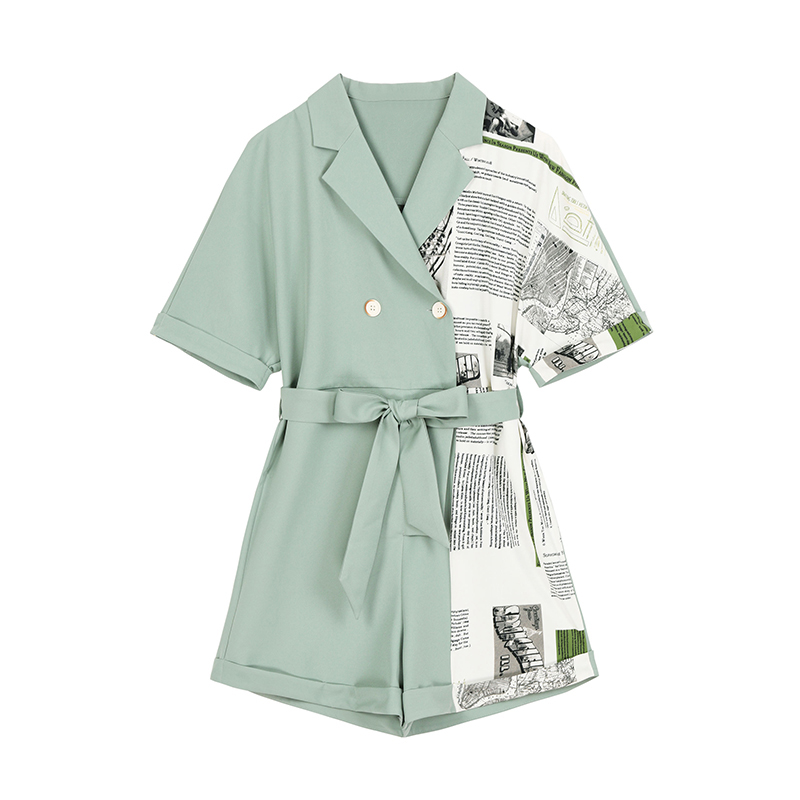 Картинка Комбинезон ромпер на половину белый принт текст книги от магазина LonnaMag