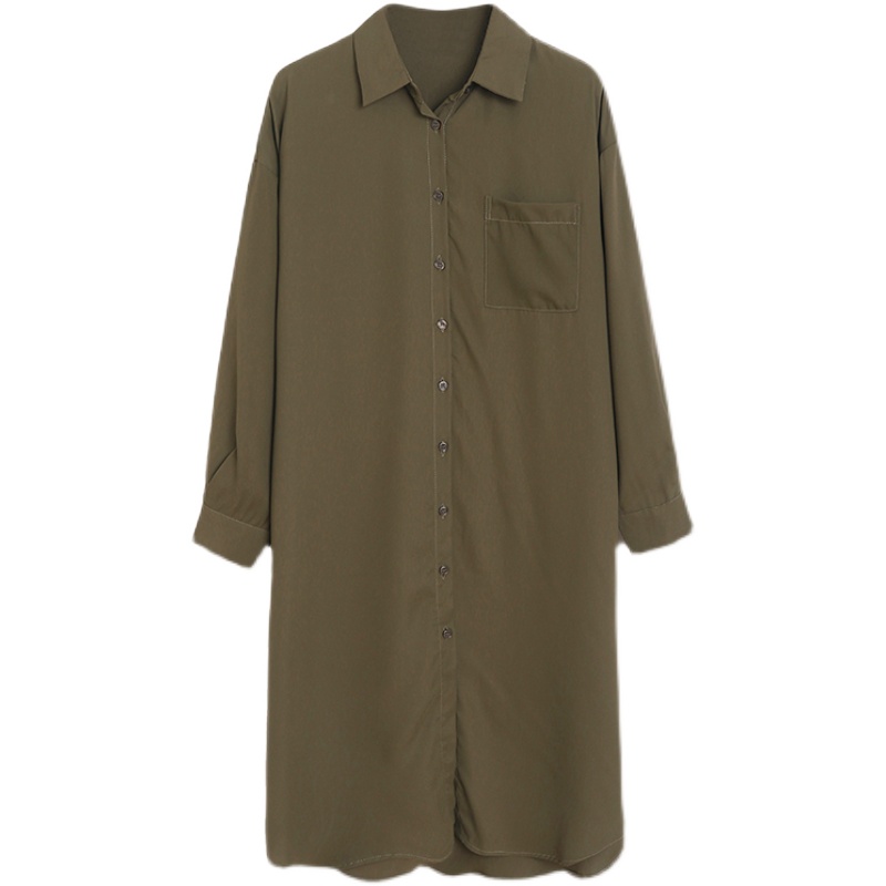 Картинка Платье рубашка базовое плотный шифон 2 карман от магазина LonnaMag