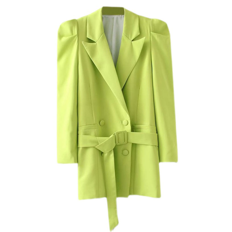 Картинка Пиджак однотон салатовый 4 пуговицы + пояс от магазина LonnaMag
