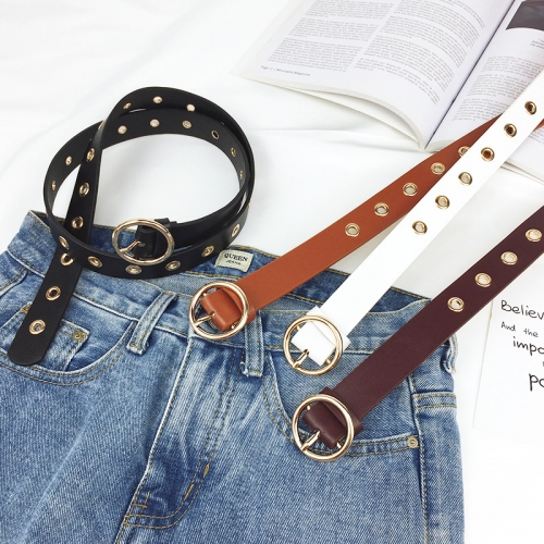 картинка Ремень с золотистой фурнитурой и круглой пряжкой от магазина LonnaMag