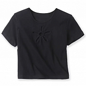 Картинка Топ футболка вырез цветок в кольцо на груди от магазина LonnaMag