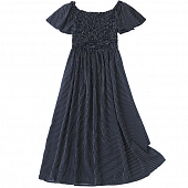 Картинка Платье миди клеш рукав грудь на резинке мелкая полоска от магазина LonnaMag