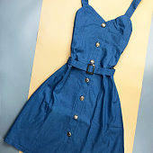 Картинка Сарафан тонкий джинс миди крупные пуговицы + пояс от магазина LonnaMag