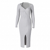 Картинка Платье крупный рубчик переплет на груди вырез по середине от магазина LonnaMag