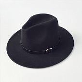 картинка Шляпа фетр хомбург - черный ремень классическая пряжка от магазина LonnaMag