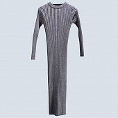 Картинка Платье трикотаж широкий рубчик (черное/серое) от магазина LonnaMag