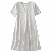 Картинка Платье клеш короткий рукав серый меланж треугольный вырез от магазина LonnaMag