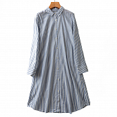 Картинка Платье рубашка клеш вертикальные синие полосы от магазина LonnaMag