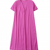 Картинка Платье лен фуксия короткий рукав широкий клеш V-вырез от магазина LonnaMag