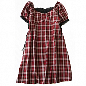 Картинка Платье клетка рюши черная сетка и вставки с завязками по бокам от магазина LonnaMag