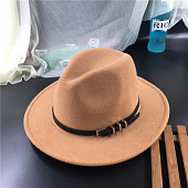 картинка Шляпа федора черный ремень серебряная пряжка 3 полосы от магазина LonnaMag