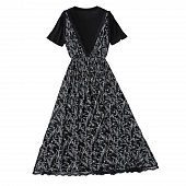 Картинка Платье миди принт белые цветы глубокий V вырез + удлиненная футболка от магазина LonnaMag