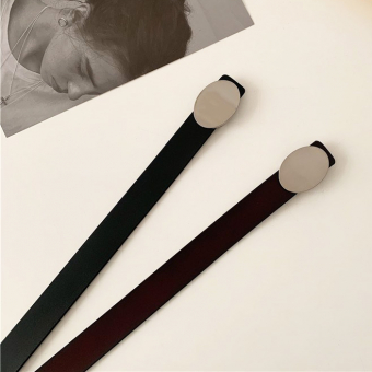 Ремень эко кожа зеркальная потайная пряжка овал