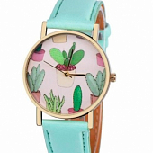 картинка Часы циферблат с рисунком - кактусы от магазина LonnaMag