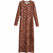 Картинка Платье миди коричневое длинный рукав принт разводы от магазина LonnaMag