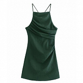 Картинка Платье мини перекрестие  на спине молния сборка спереди  от магазина LonnaMag