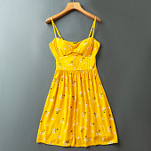 Картинка Сарафан бюстье тонкие лямки желтый в белый цветочек от магазина LonnaMag