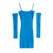 Картинка Платье мини в рубчик на тонких лямках + длинные рукава отдельно от магазина LonnaMag