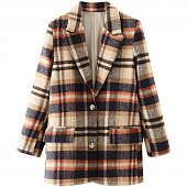 Картинка Пиджак теплый в клетку 2 черепаховые пуговицы от магазина LonnaMag