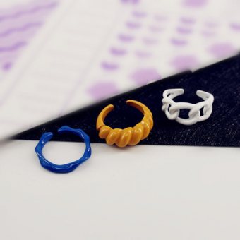 Кольца пластик набор 3 шт неровное рельефное звенья