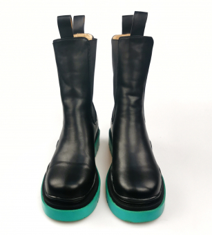 Ботинки-челси на платформе теплые зеленая подошва (мех)