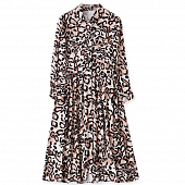 Картинка Платье рубашка миди клеш 2 кармана крупный принт леопард от магазина LonnaMag