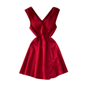 Платье мини широкие лямки V вырез с 2х сторон разрез по ноге