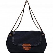 картинка Сумка мессенджер джинс ручки с цепью коричневая застежка от магазина LonnaMag