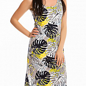 Картинка Сарафан разноцветный принт листья пальмы (Елена) от магазина LonnaMag