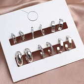 картинка Серьги кольца набор 6 пар широкие угловатые стразы от магазина LonnaMag