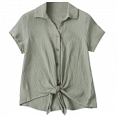 Картинка Рубашка муслиновая на завязках короткие рукава 4 пуговицы от магазина LonnaMag