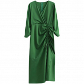 Картинка Платье миди V-вырез грудь на запах сбоку сборка на шнурке от магазина LonnaMag