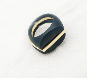 Кольцо перстень 3 части черный + золото