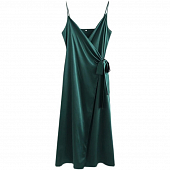 Картинка Платье атлас на бретелях запах с поясом  от магазина LonnaMag