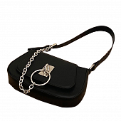 картинка Сумка полукруглая клапан с металл петлей и от нее цепь с кольцом от магазина LonnaMag