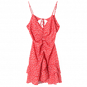 Картинка Платье мини сарафан красное мелкие белые цветы открытая спина от магазина LonnaMag
