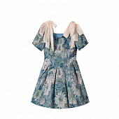 Картинка Платье мини на плечах крупные бежевые банты принт рисунок цветы от магазина LonnaMag