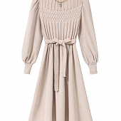 Картинка Платье миди вельветовое вязаные манжеты и верх с узором + пояс от магазина LonnaMag