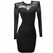 Картинка Платье мини трикотаж рубчик рукава и плечи блестящая ткань от магазина LonnaMag