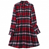 Картинка Платье рубашка клеш красная клетка фланель рукав подворот от магазина LonnaMag
