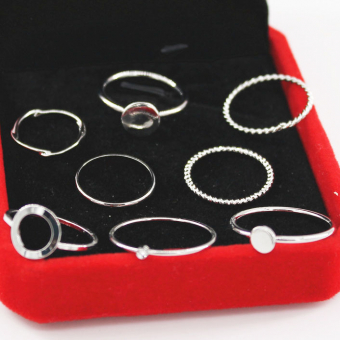 Кольца набор 8 шт закрученное круг полый круг страза