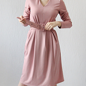 Картинка Платье драпировка на талии карманы + ремень из ткани в цвет от магазина LonnaMag