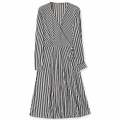 Картинка Платье на запах на тонких завязках миди - чб полосы от магазина LonnaMag