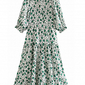 Картинка Платье легкое макси трапеция принт зеленые цветы от магазина LonnaMag