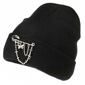 картинка Шапка с подворотом брошь булавка с цепочками бабочка кресты от магазина LonnaMag